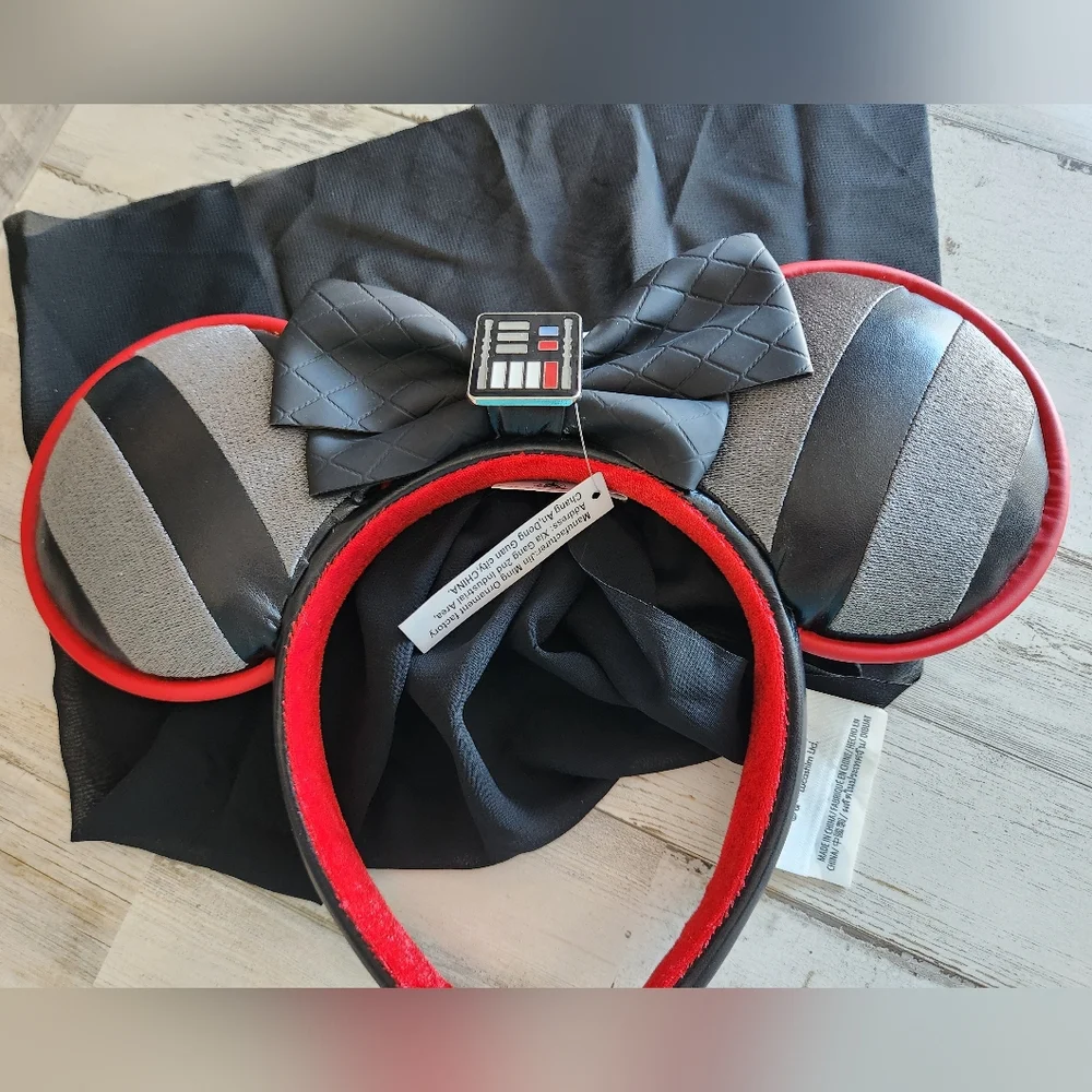 Darth Vader Black and Red Mouse Ears Headband - NWT - Picture 2 of 3